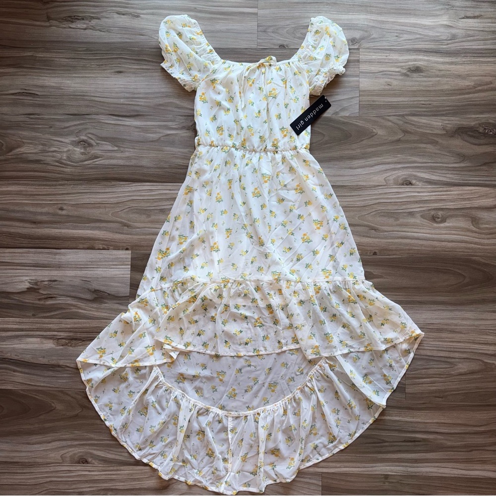 NanaMacs White & Yellow High-Low Floral Dress